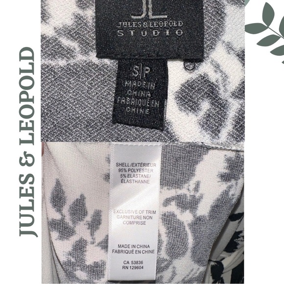 🛍️ 3/$40 Jules & Leopold Black and White Floral Dress Cap Sleeve Back Tie Small - Picture 4 of 4